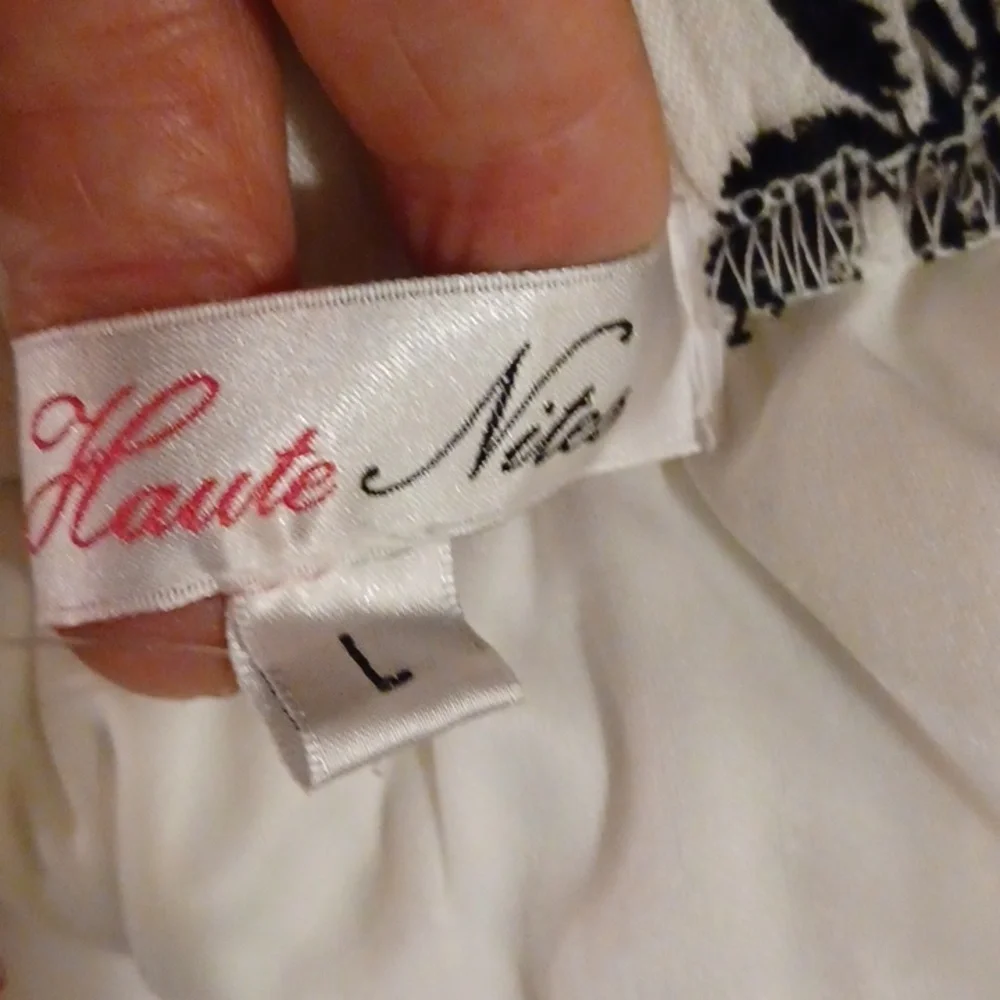 NWT - Haute Nites Black & White Sleeveless Floral Halter Sundress - Size Large - Picture 6 of 8